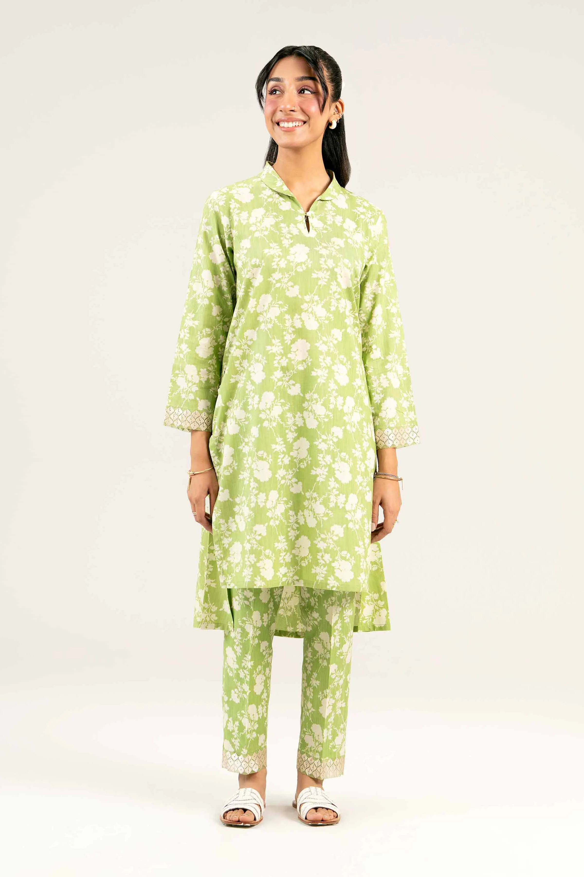 2 Piece - Printed Embroidered Suit - PS25-51