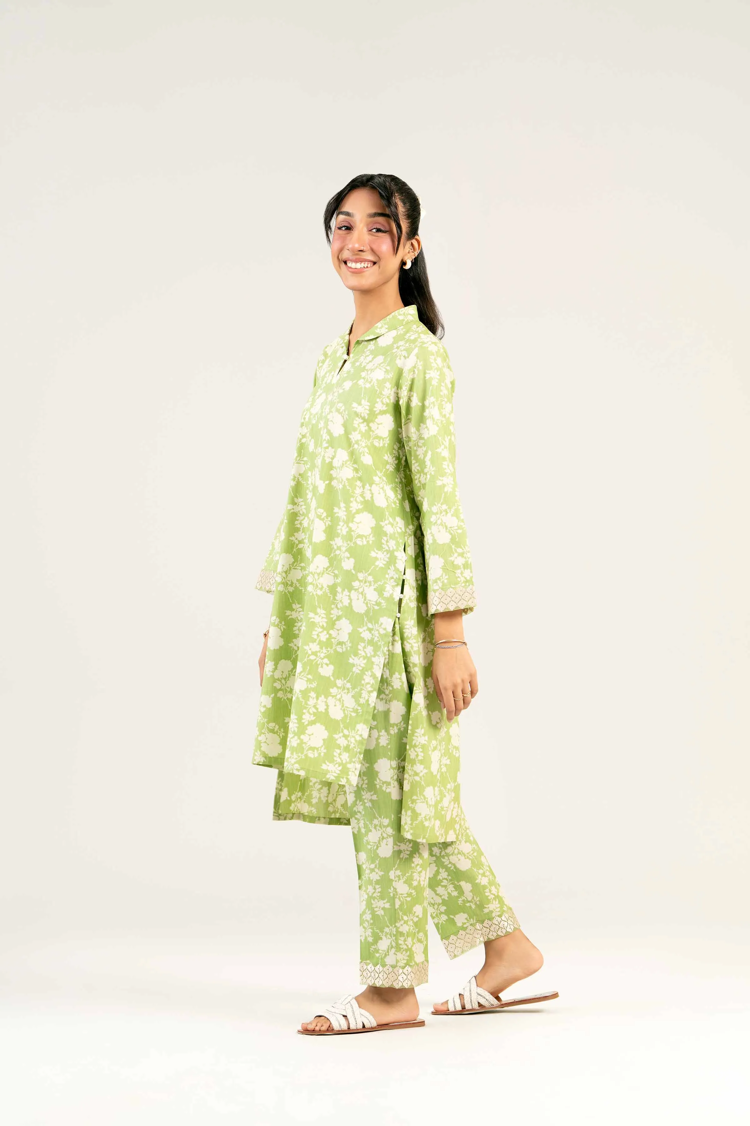 2 Piece - Printed Embroidered Suit - PS25-51