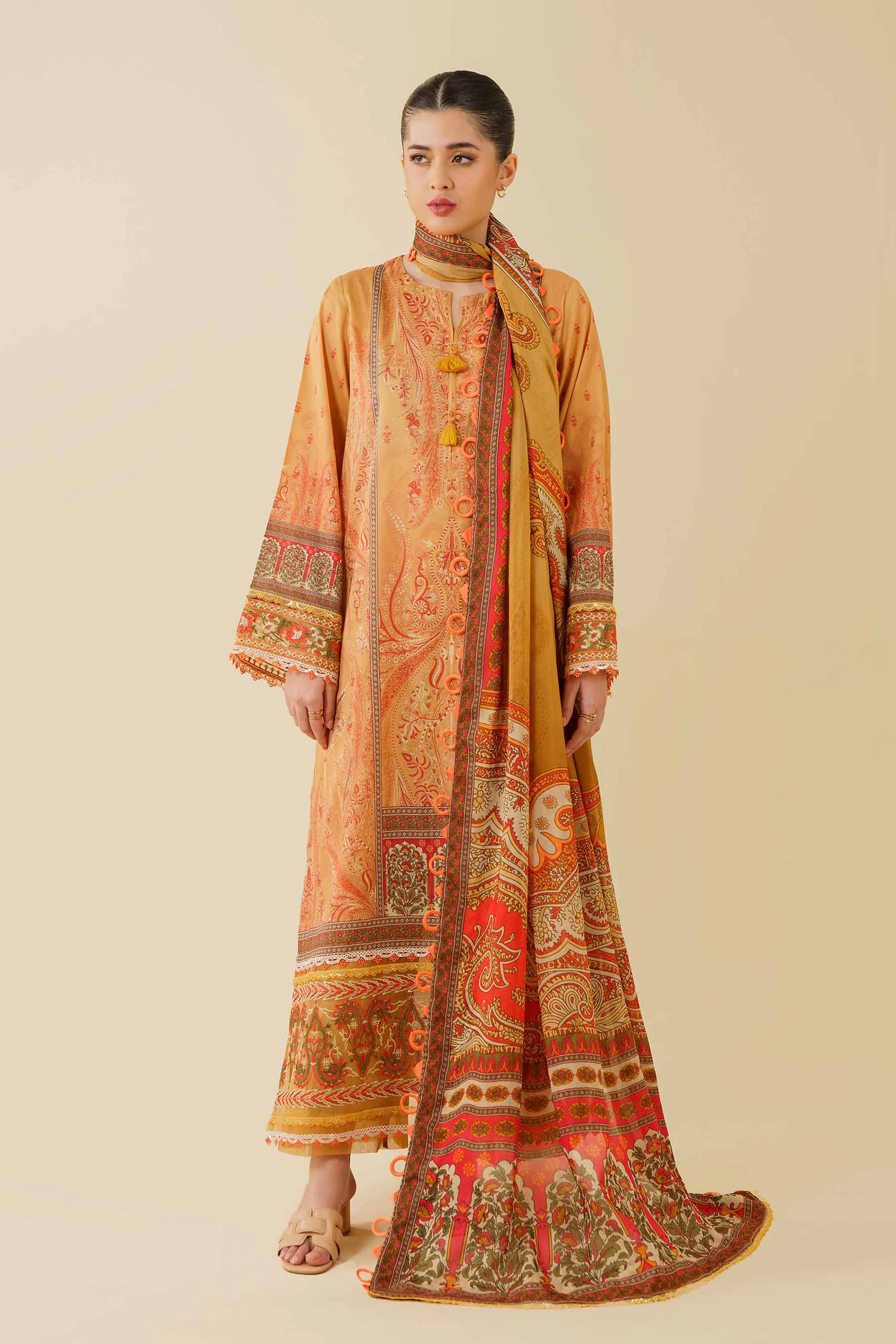 3 Piece - Digital Printed Embroidered Suit - 42501481