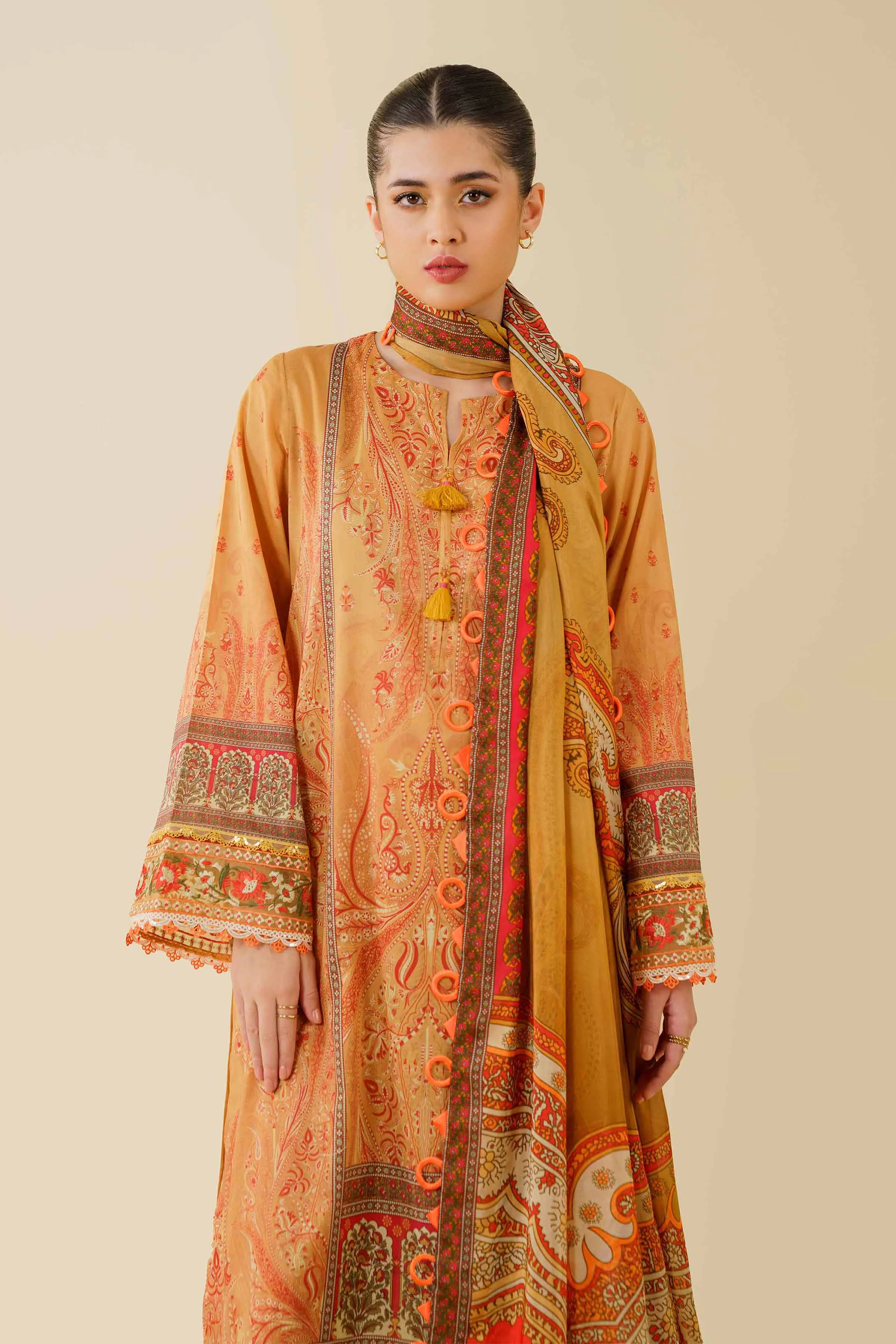 3 Piece - Digital Printed Embroidered Suit - 42501481