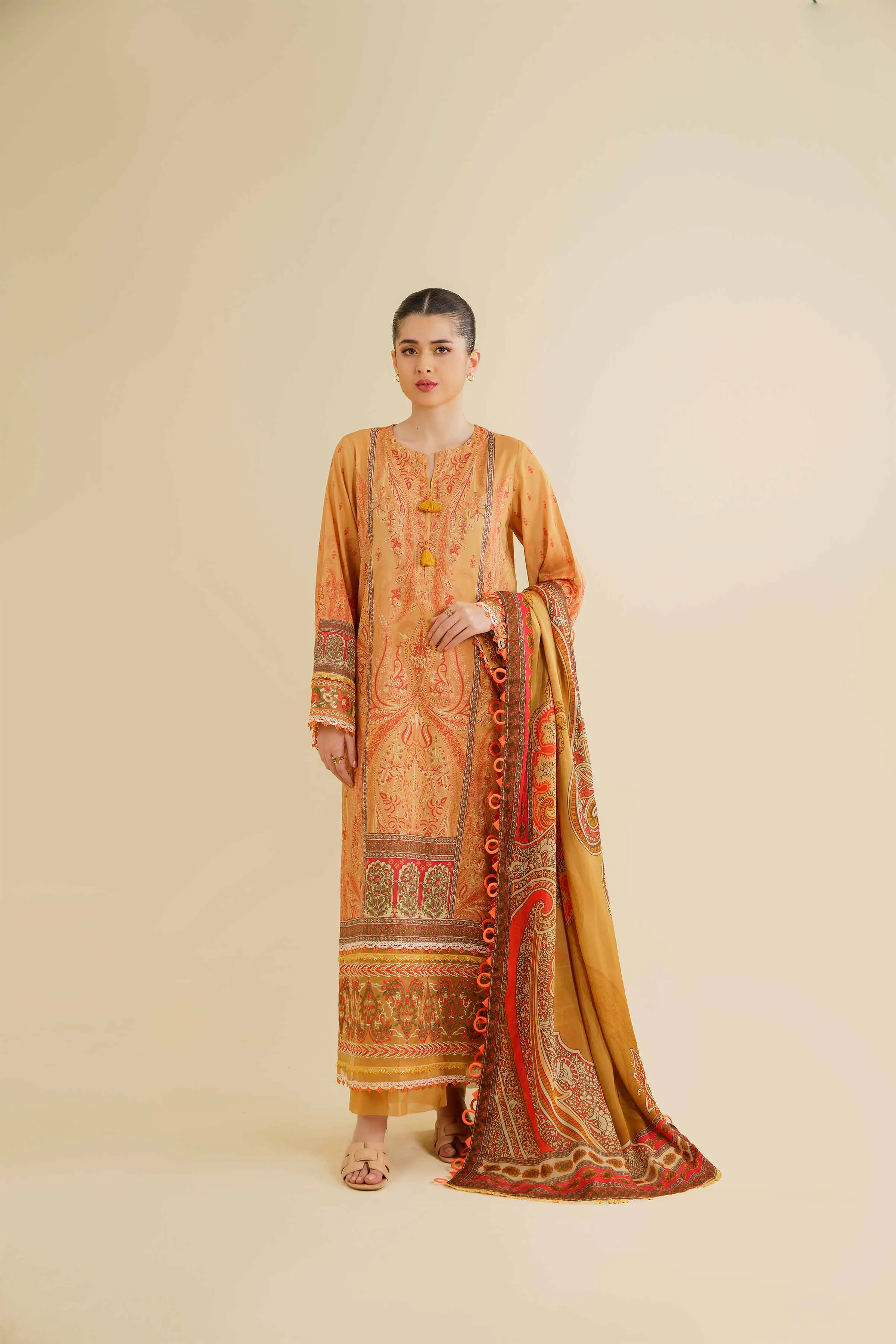 3 Piece - Digital Printed Embroidered Suit - 42501481