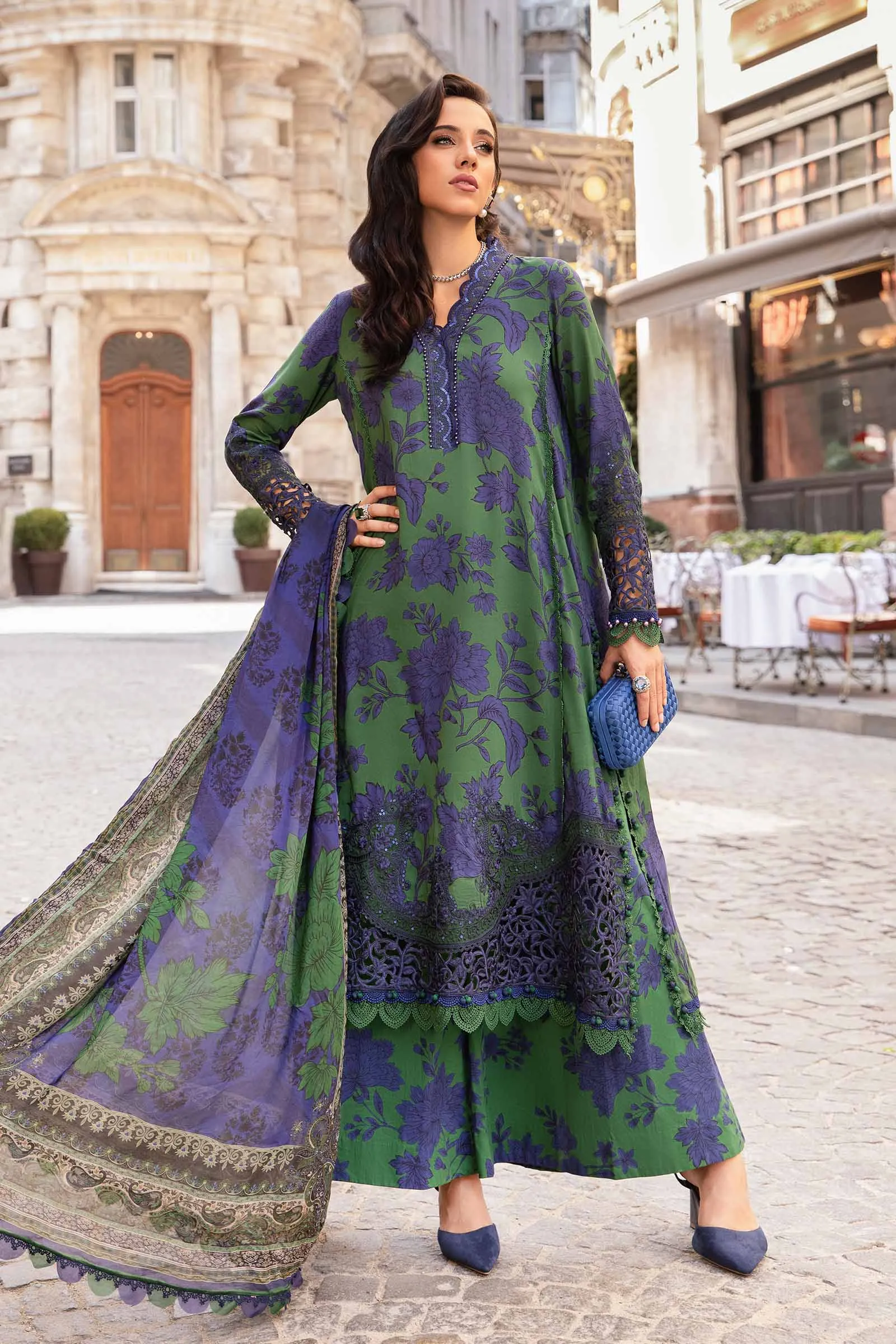 3 Piece Unstitched Printed Cambric Suit | MPT-2309-B