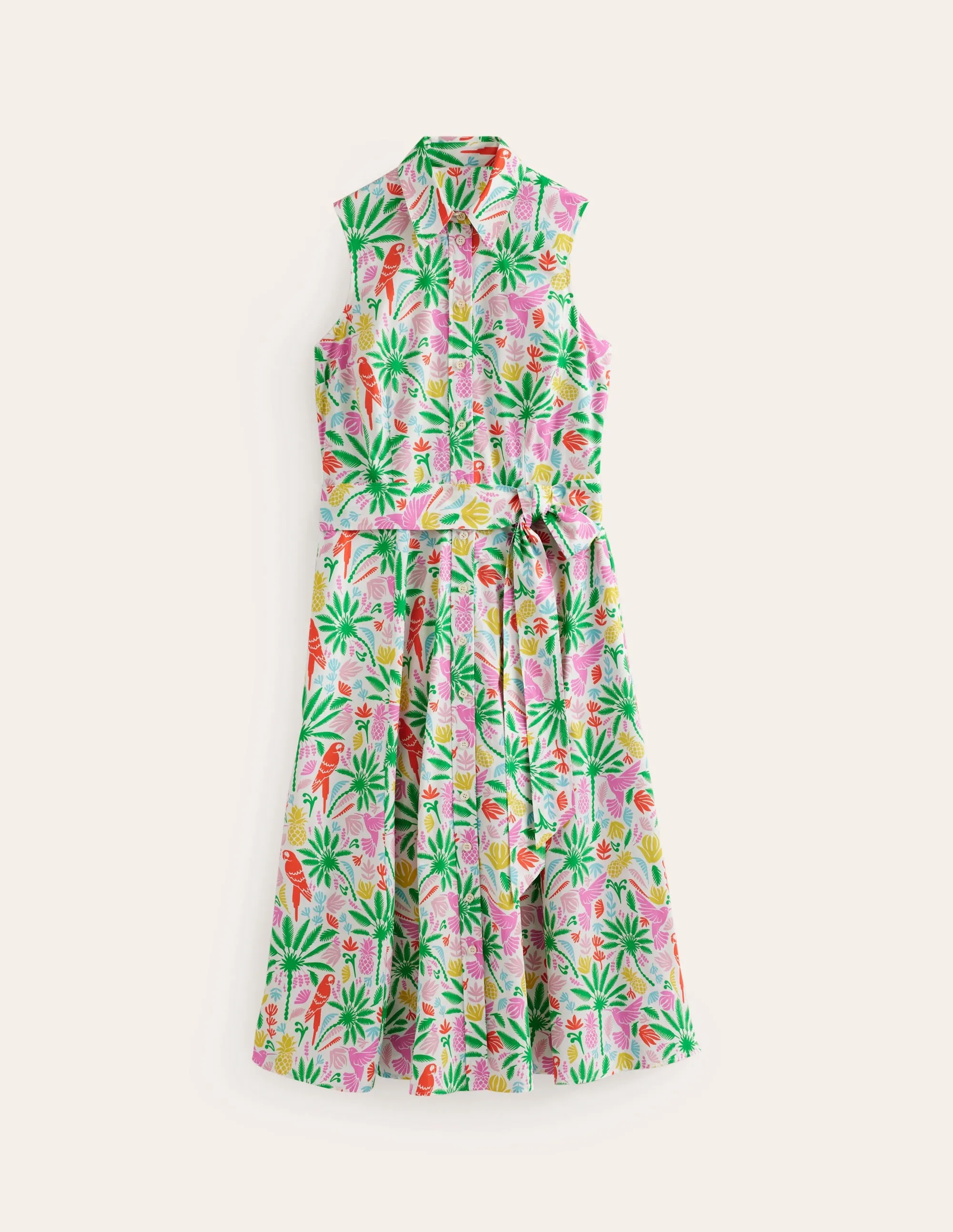 Amy Sleeveless Shirt Dress-Multi, Tropical Paradise