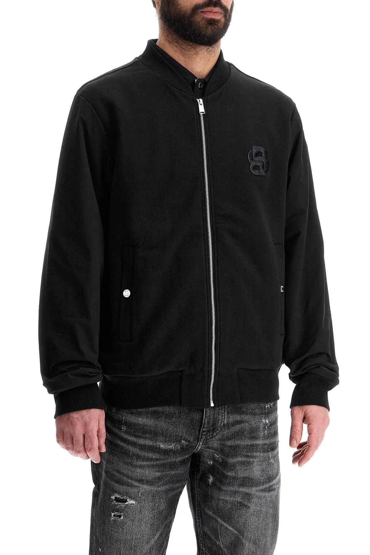 BLACK ZIP BOMBER SWEATSHIRT C-SALIERI 23