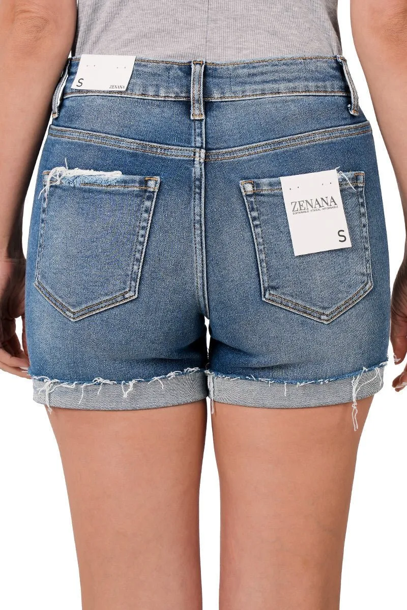 Breezy Raw Hem Cuffed Shorts