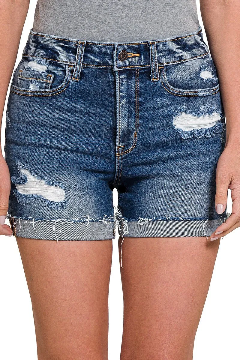 Breezy Raw Hem Cuffed Shorts