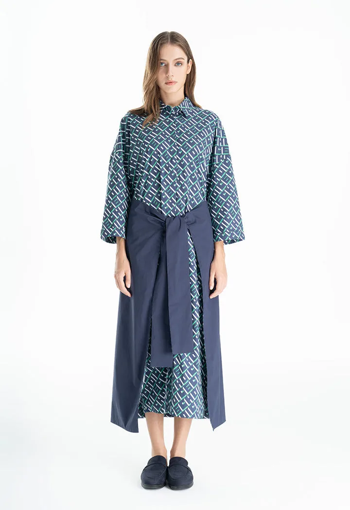 Choice Letter Printed Wrap Skirt  Navy