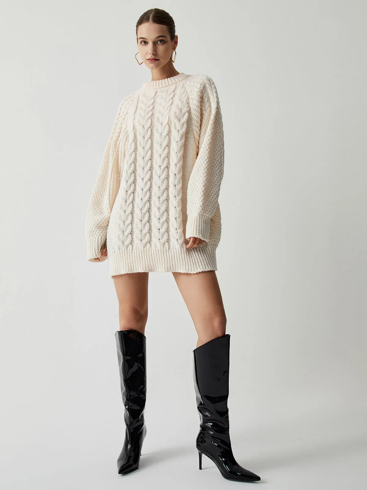 Chunky Cable Graceful Knit Oversized Sweater