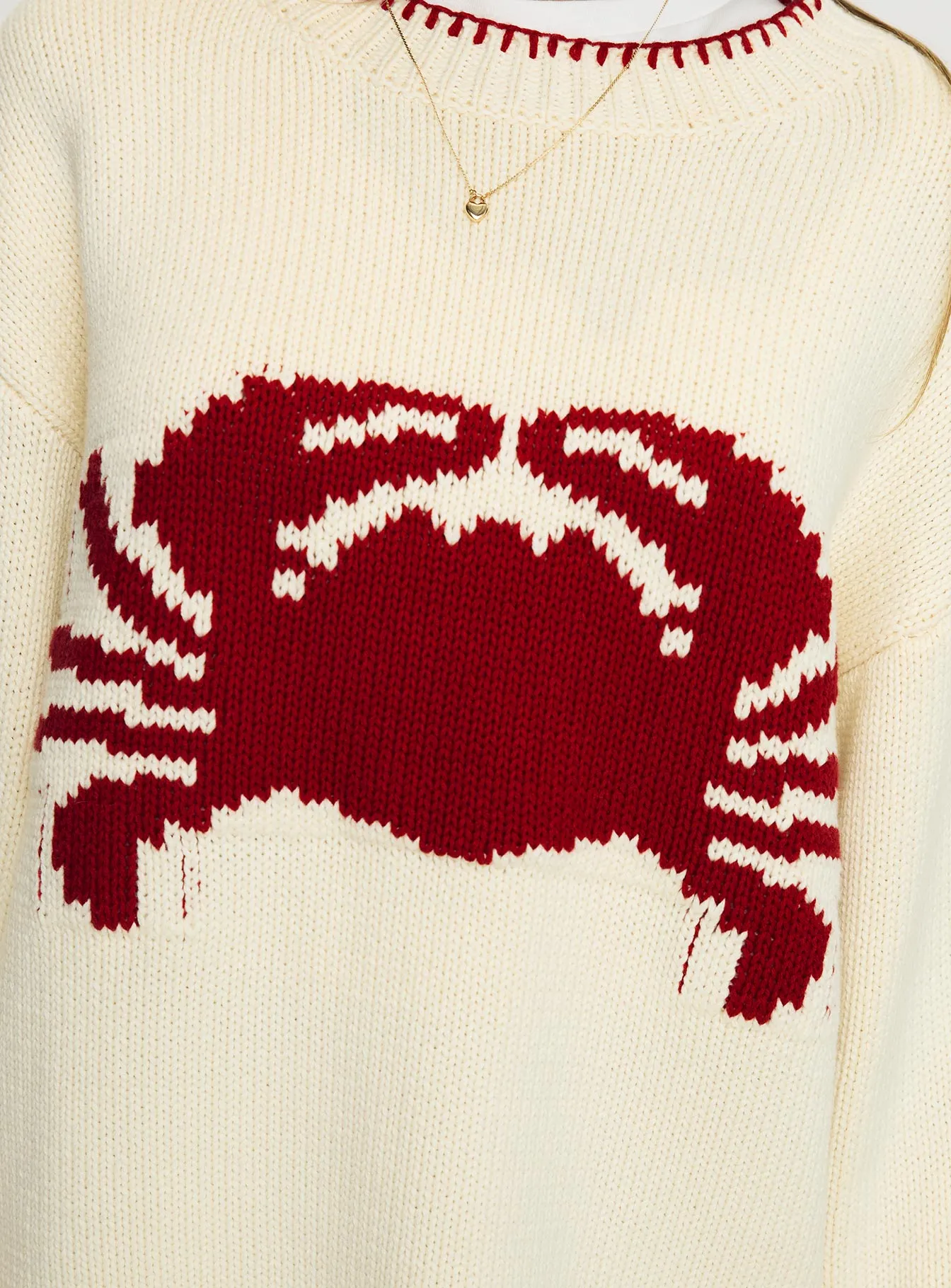 Coastlines Knit Sweater Cream / Red