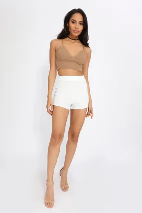 Cream Shorts With High Waistband