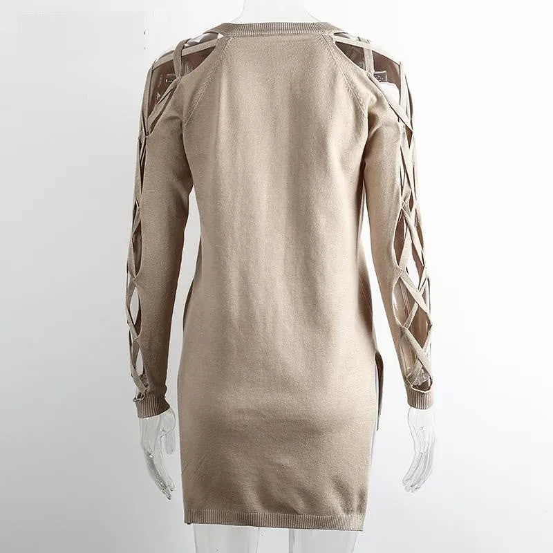 Cross Sleeve V-Neck Sweater Of Cotton