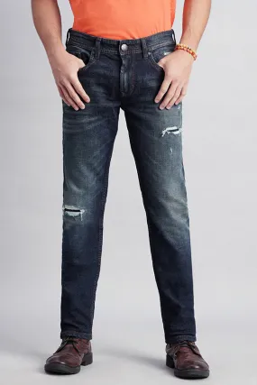 Dk Blue 5 Pocket Mid-Rise Slim Fit Jeans