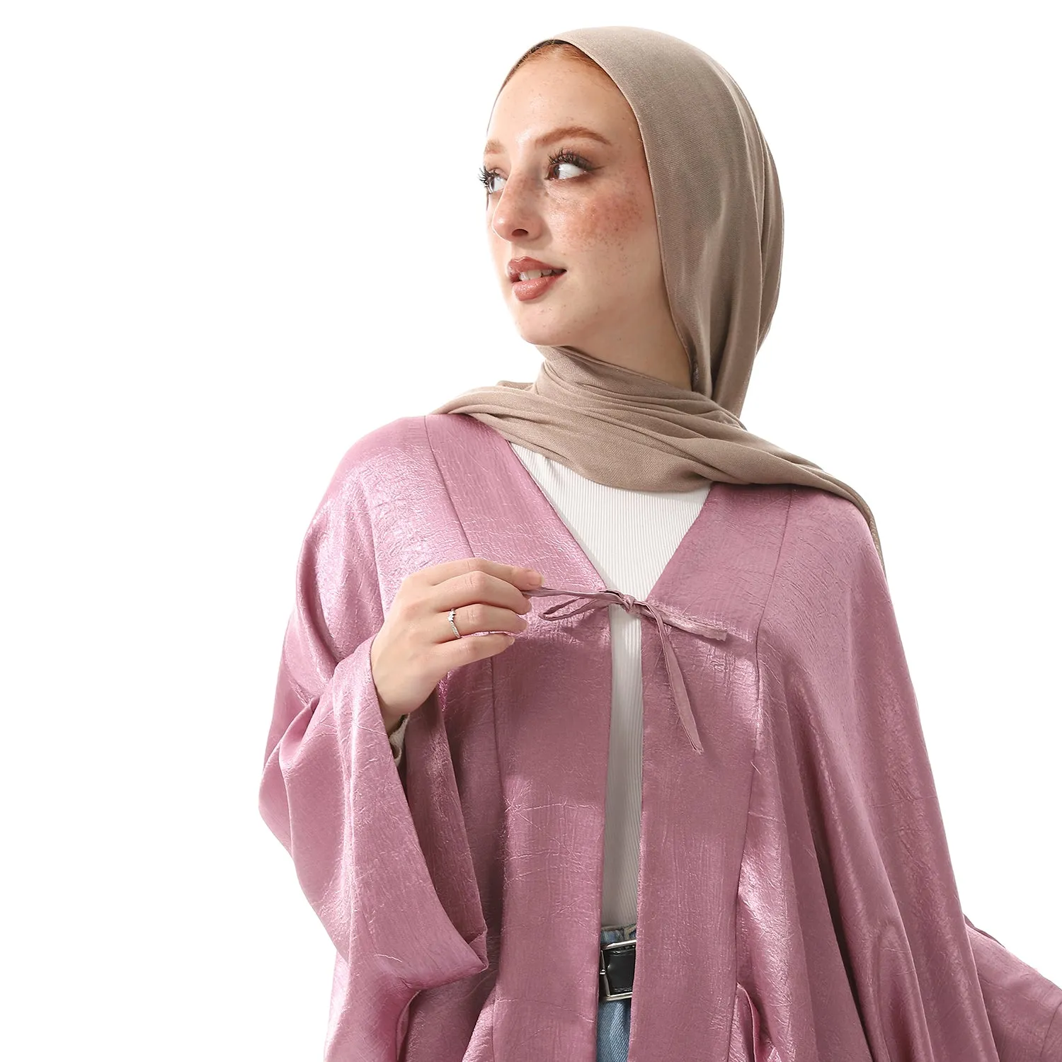 Dusty Rose Long Sleeves Plain Cardigan