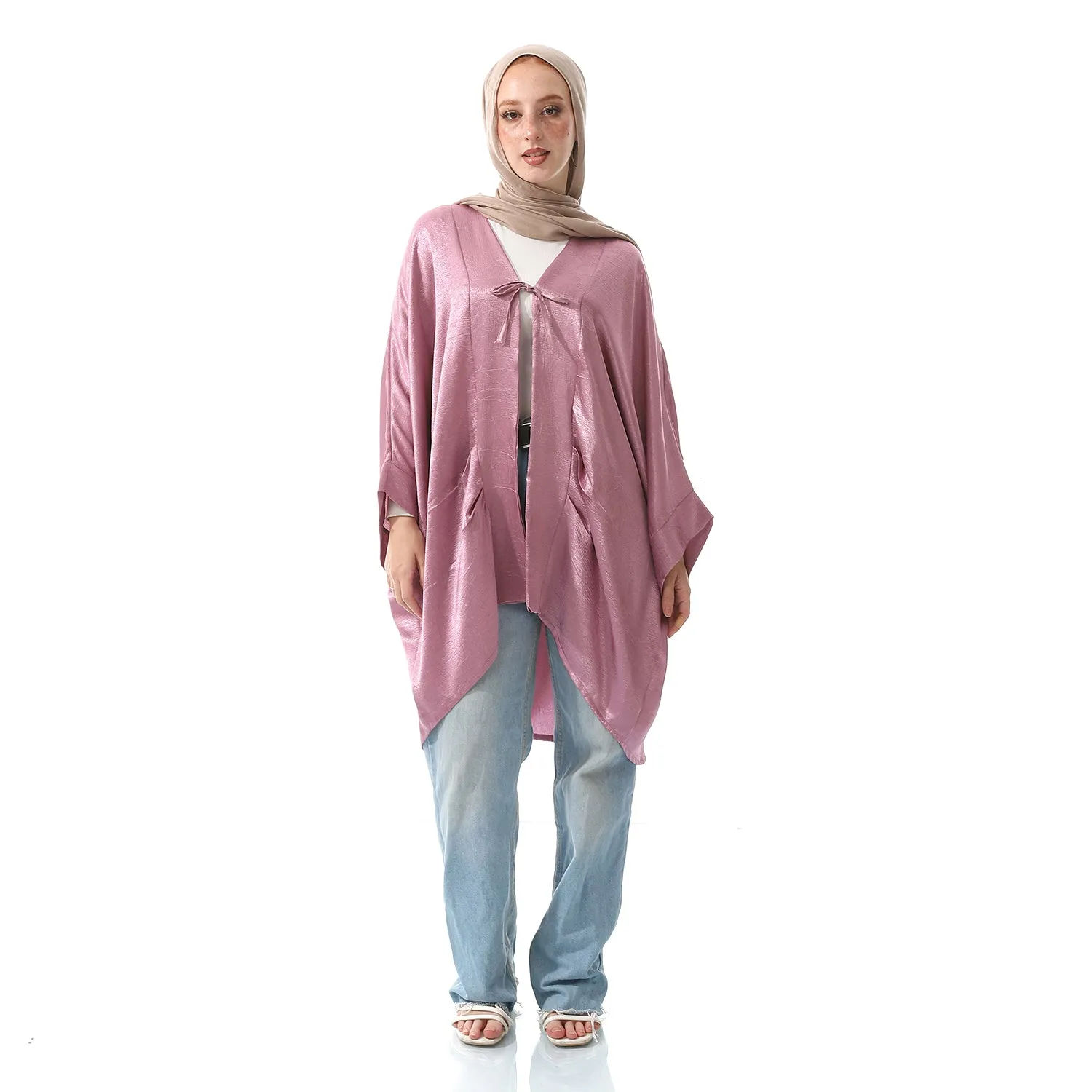 Dusty Rose Long Sleeves Plain Cardigan