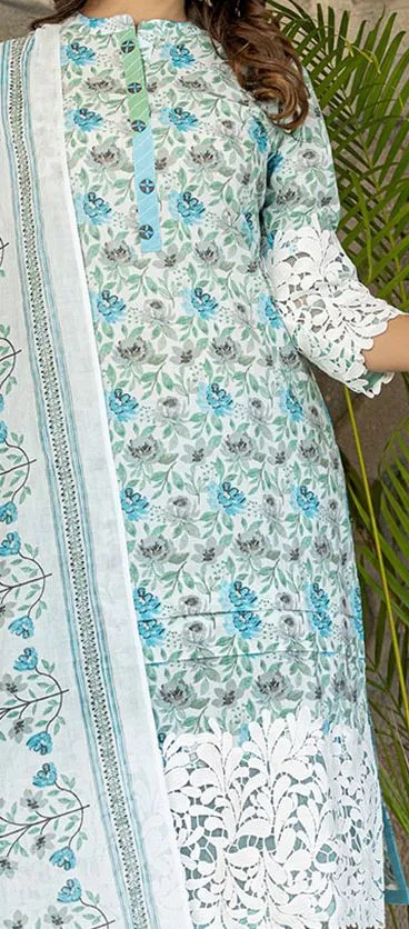 Floral Printed Regular Pure Cotton Kurta with Trouser & Dupatta