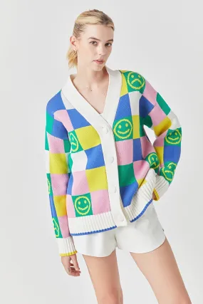 Grey Lab - Smiley Colorblock Knit Cardigan