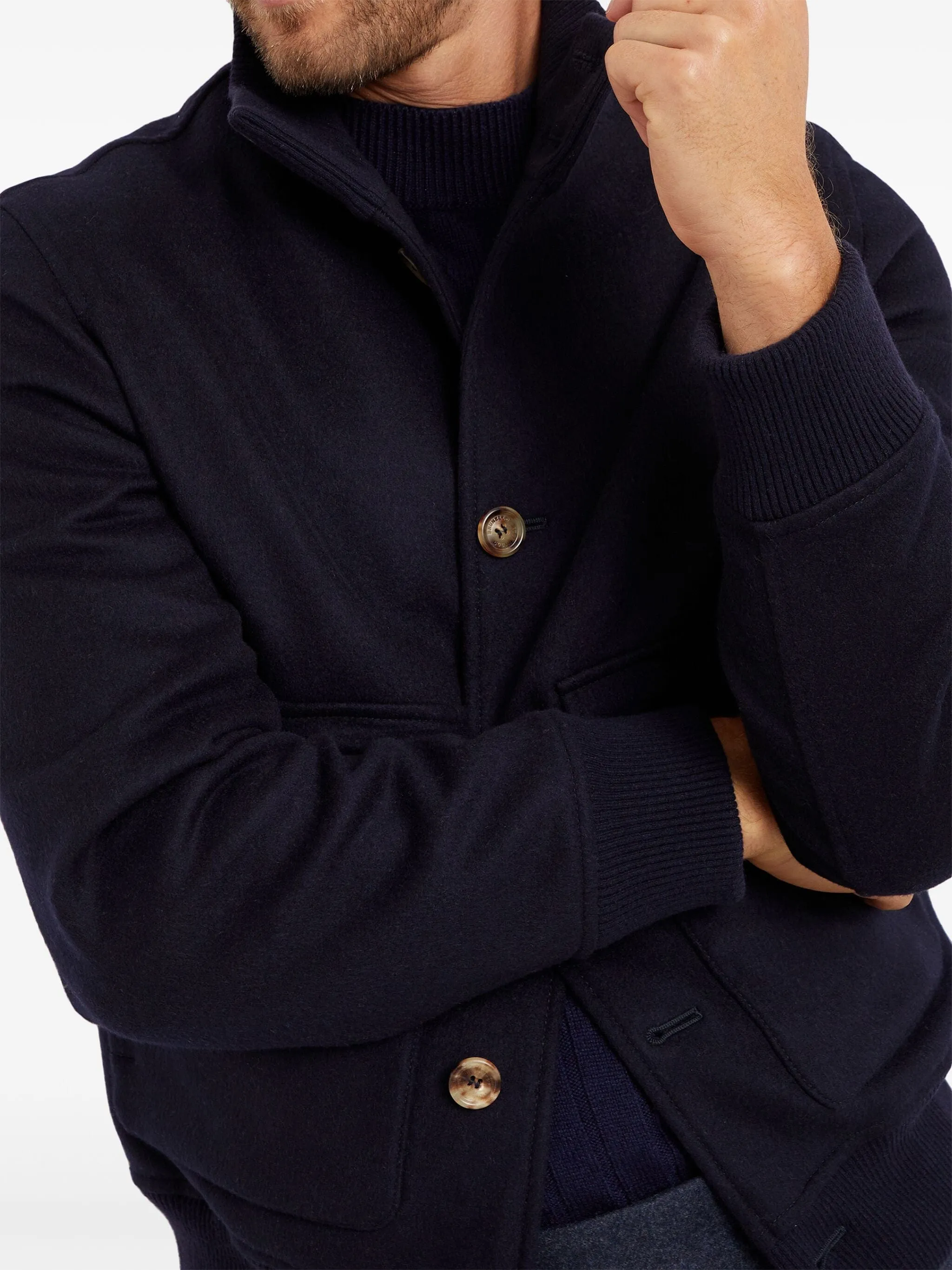 High-Neck Wool Jacket