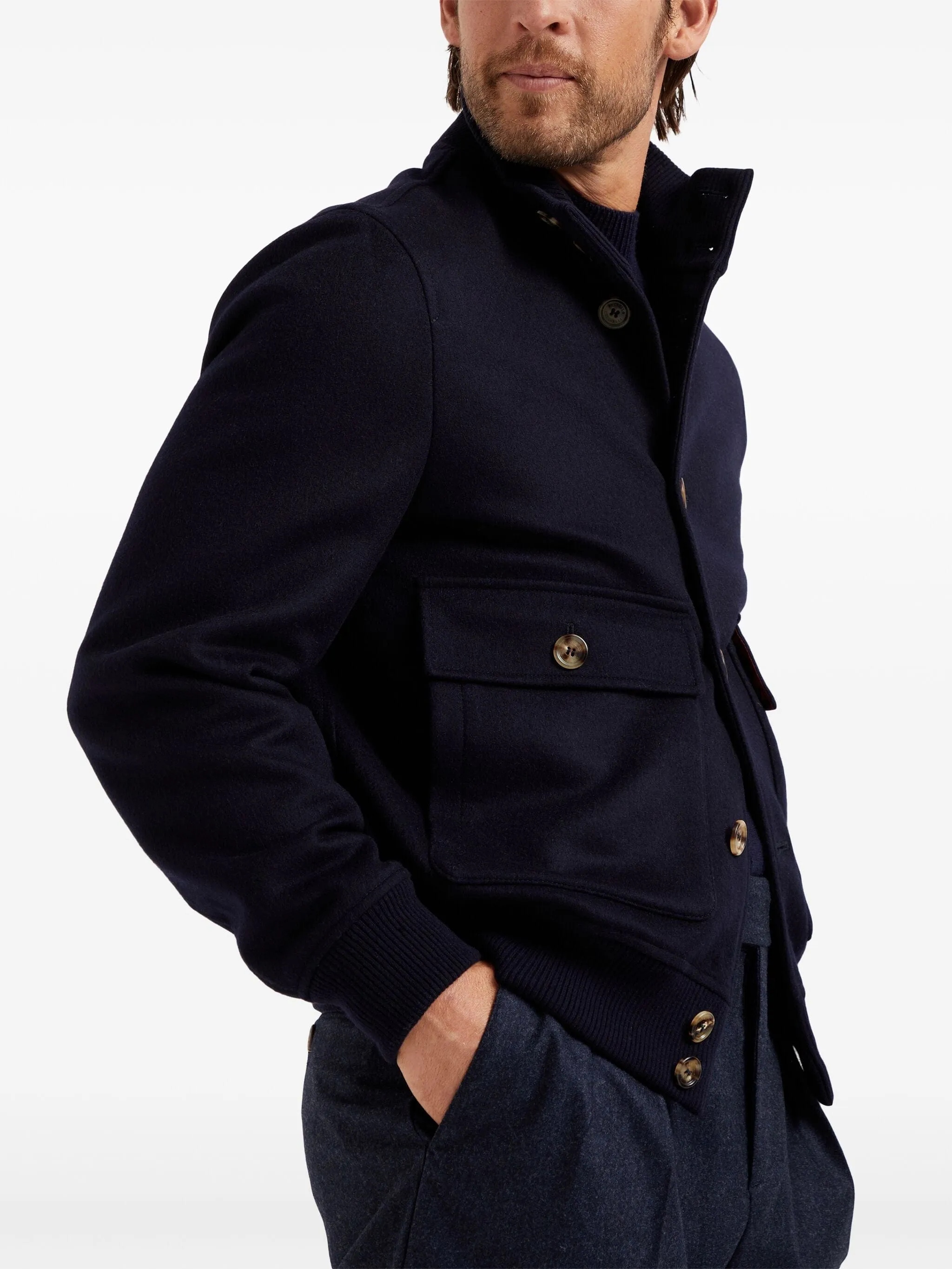 High-Neck Wool Jacket