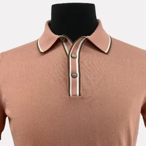 Italian Made Cotton Polo With Tipping / Salmon