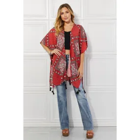 Justin Taylor Paisley Design Kimono in Red