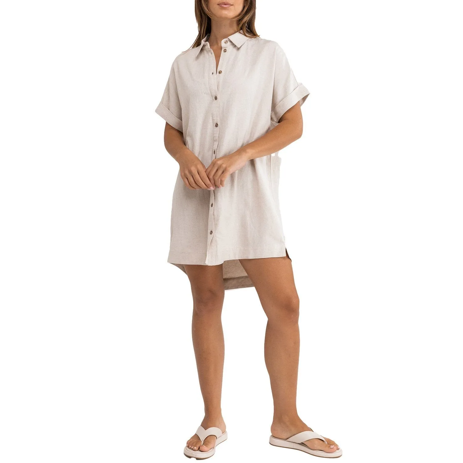 Linen shirt dress Rhythm, light gray