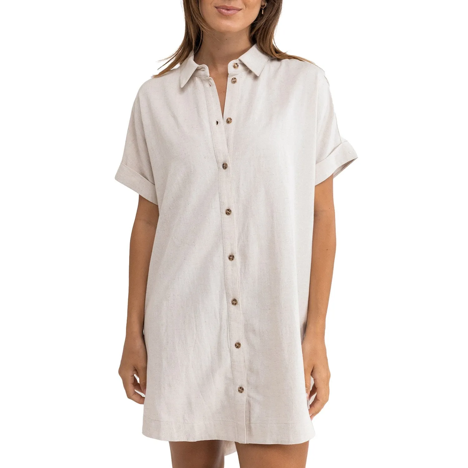 Linen shirt dress Rhythm, light gray