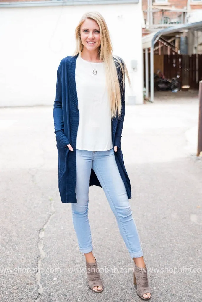 Long Boyfriend Cardigan- Cielo