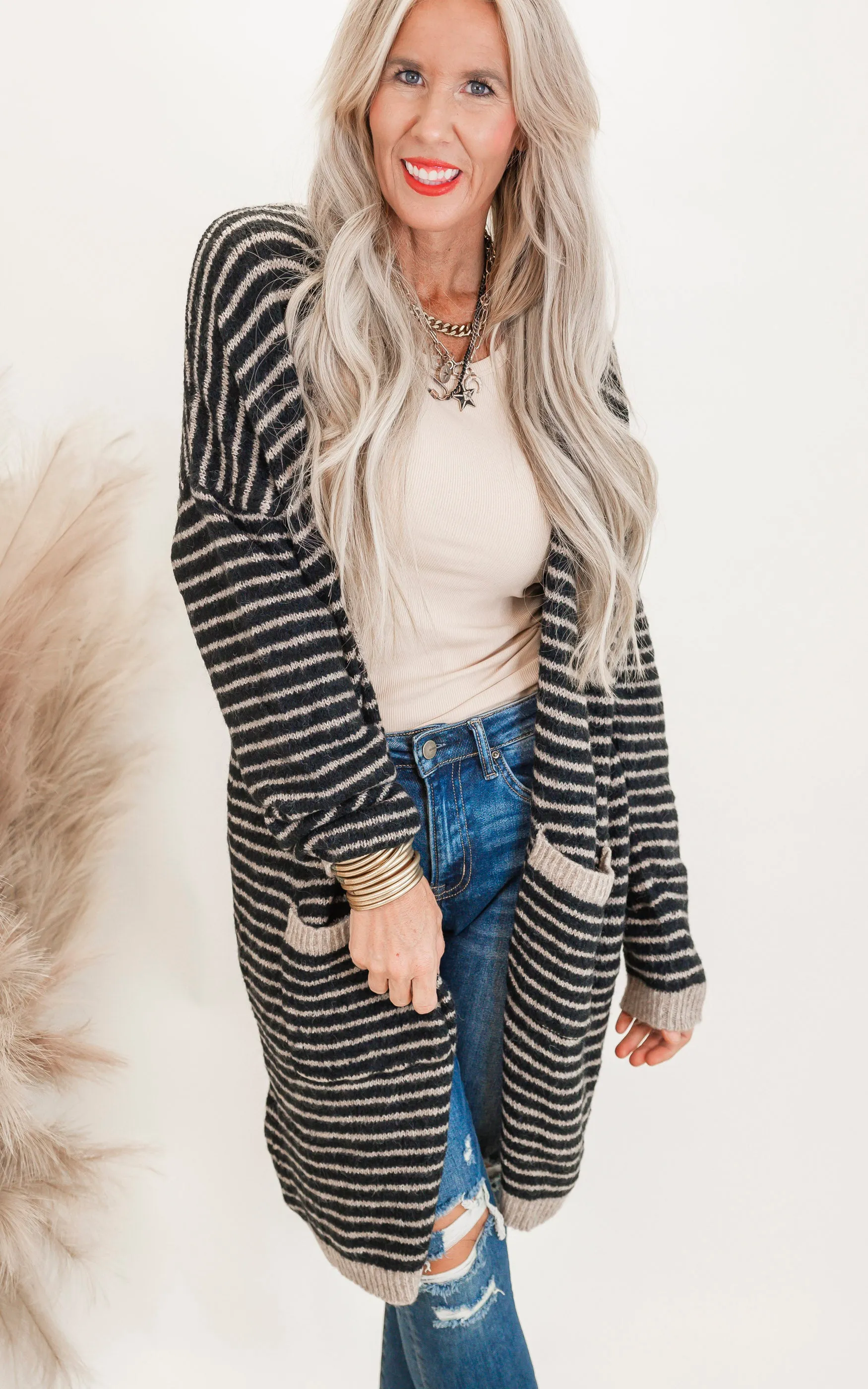 Long Sleeve Striped Cardigan