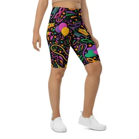 Mardi Gras Masks & Beads Party Biker Shorts