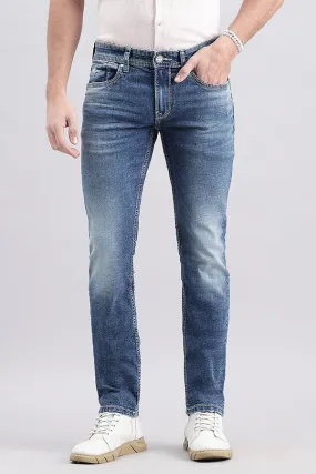 Med Blue 5 Pocket Mid-Rise Slim Fit Jeans