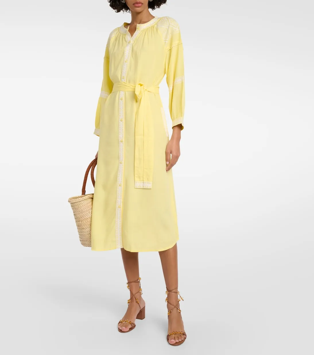 Melissa Odabash embroidered ally midi dress, yellow