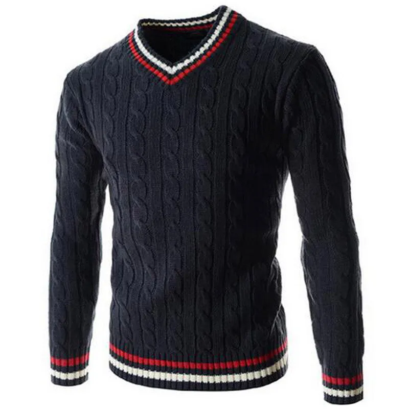 Men's Fashion V-Neck Thick Slim Pullover