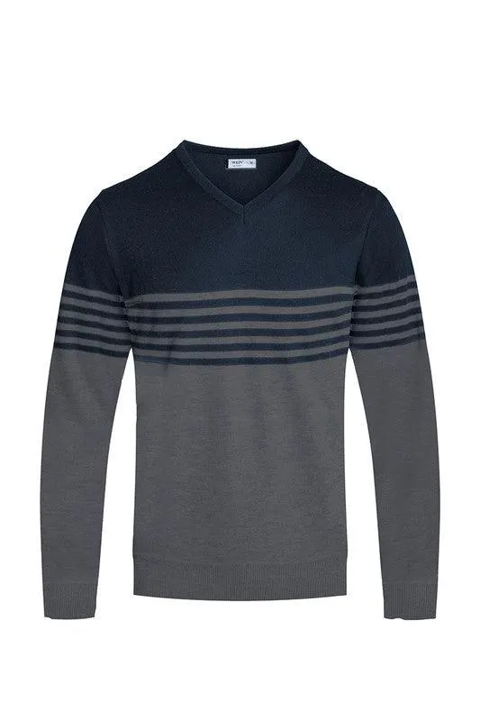 Mens Knit V-neck Pullover Sweaters