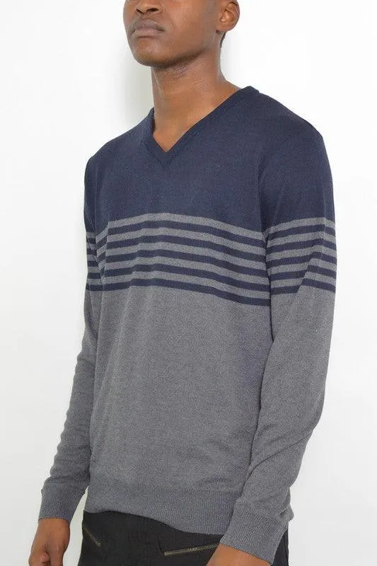 Mens Knit V-neck Pullover Sweaters