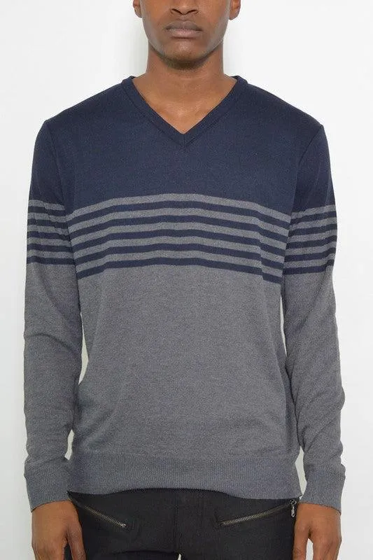 Mens Knit V-neck Pullover Sweaters