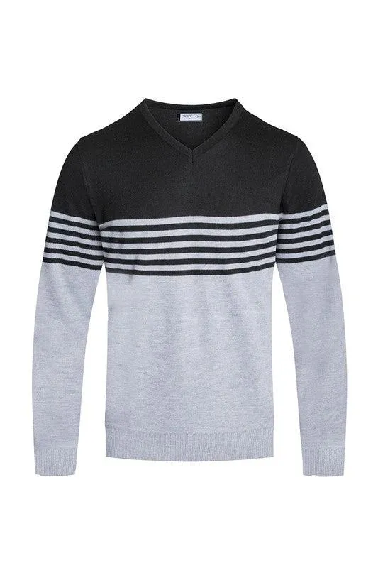 Mens Knit V-neck Pullover Sweaters