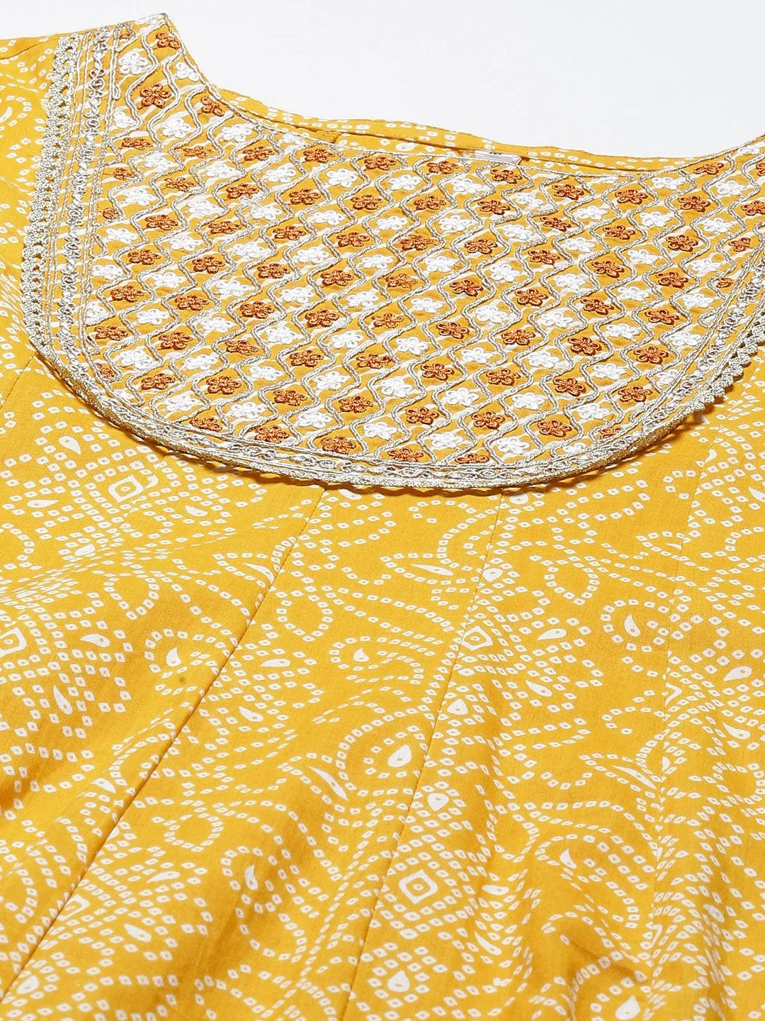 Mustard Yellow Cotton Printed 3-Piece Kurta Set