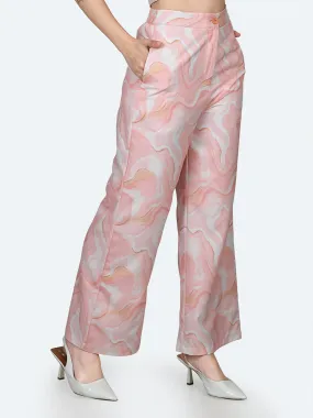 Peach Printed Trousers