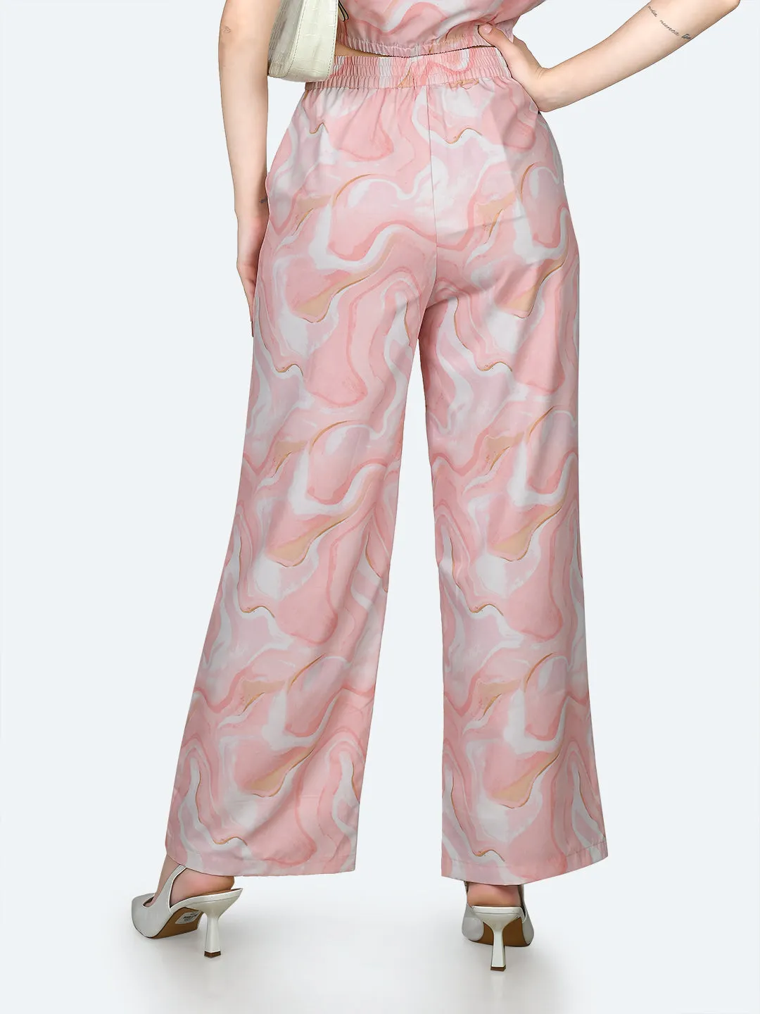 Peach Printed Trousers