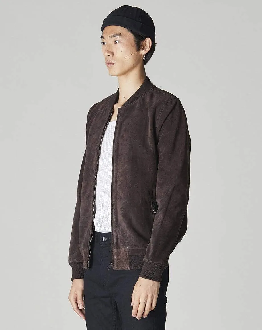 Plato Suede Bomber Mens Jacket | Brown