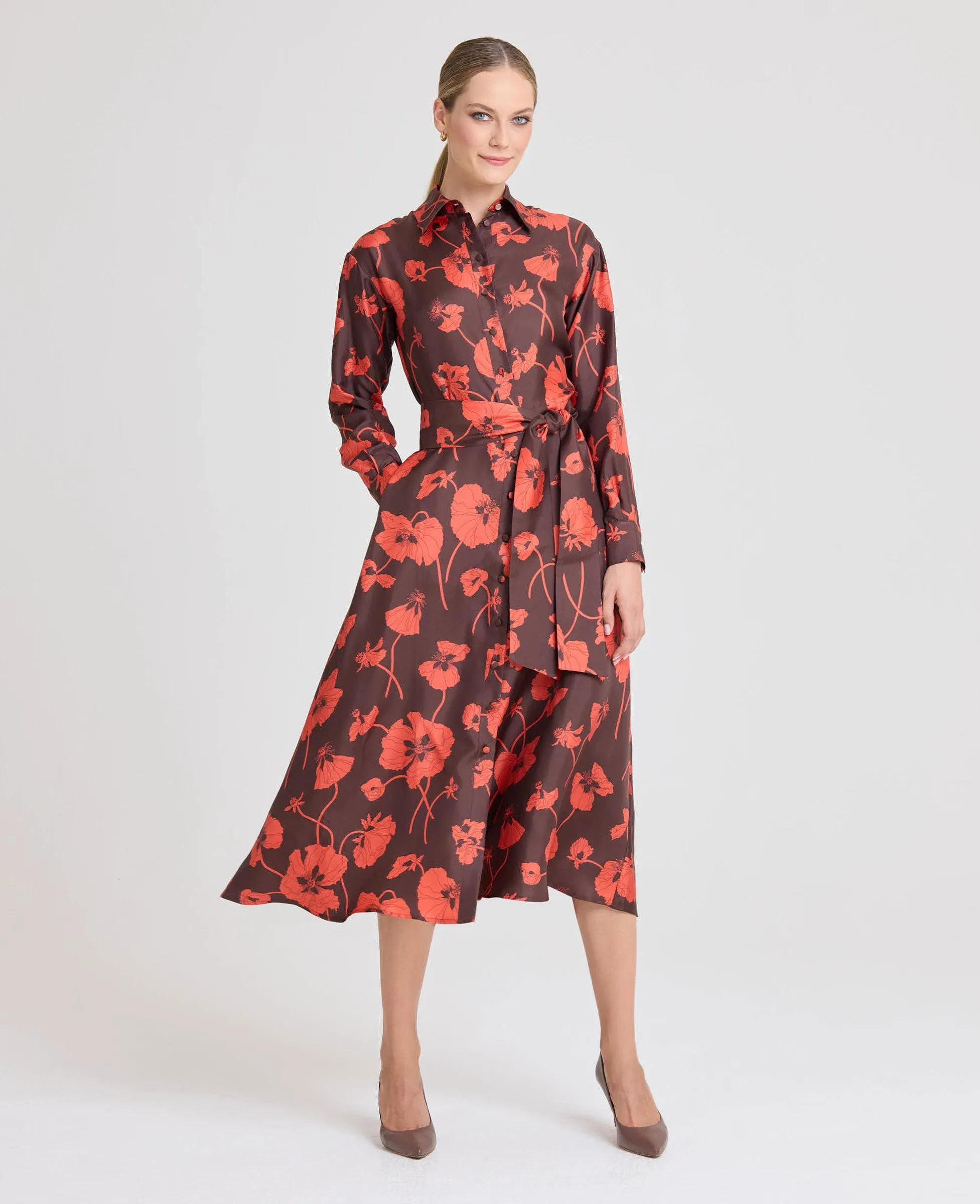 Poppy Liberty Print Silk Shirt Dress