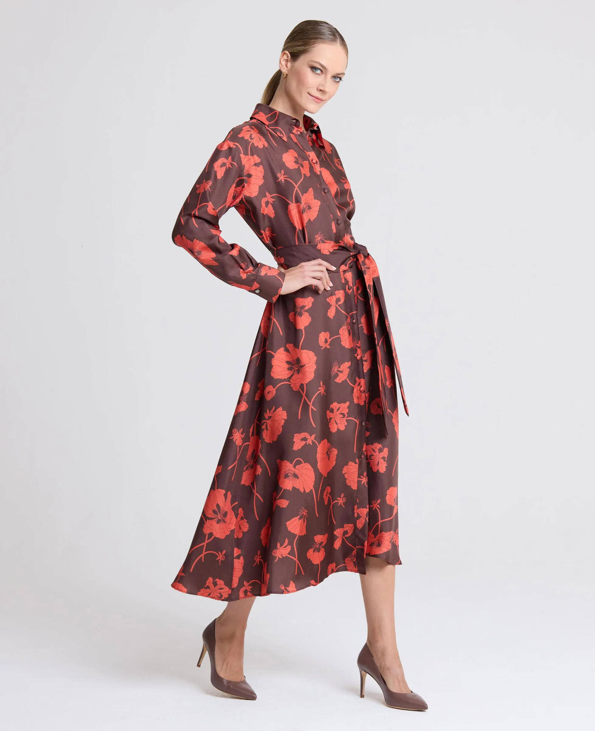 Poppy Liberty Print Silk Shirt Dress