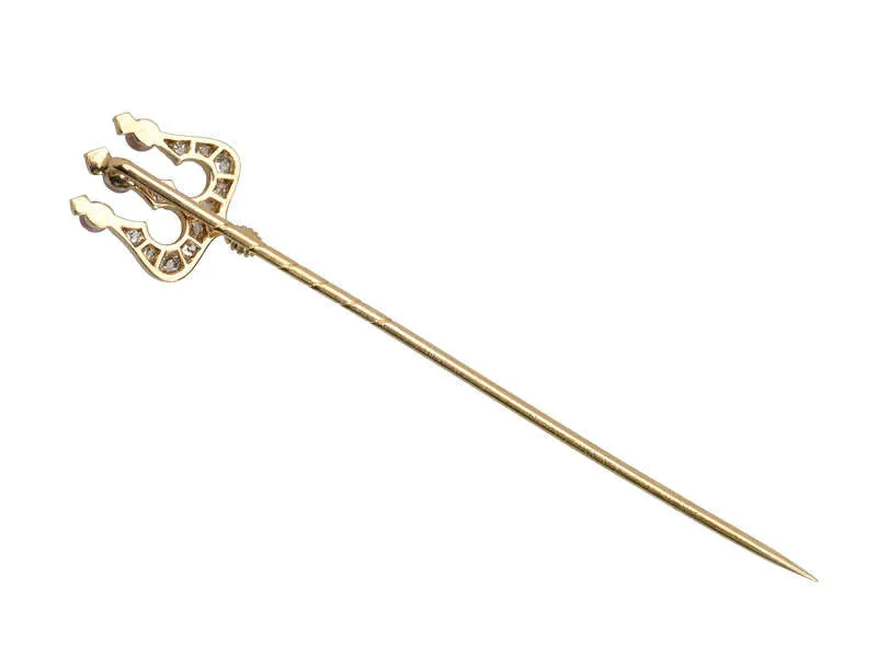 Poseidon's Trident - Pink Pearl Diamond Stickpin