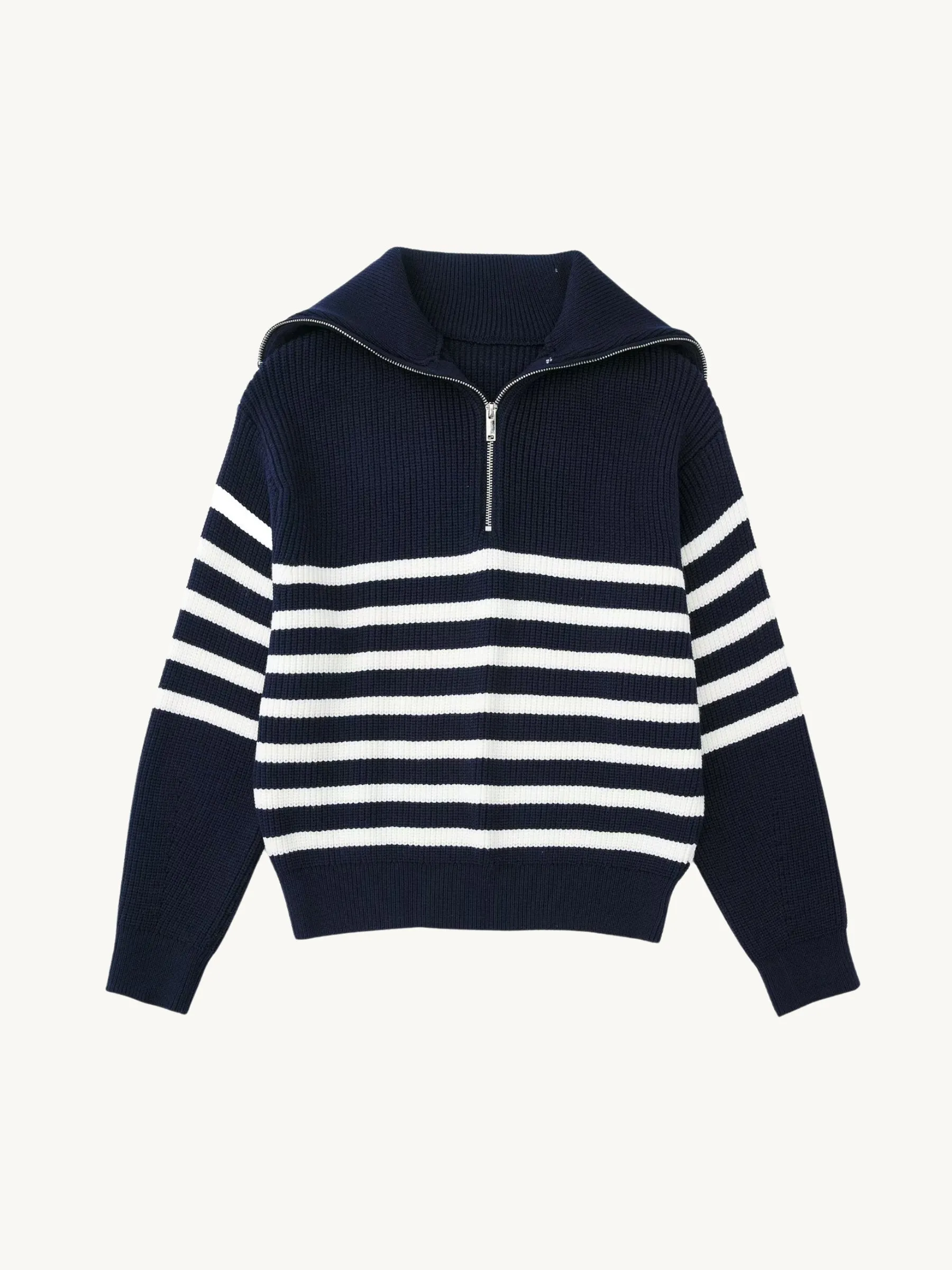 Rhoda Zip-Up Striped Sweater