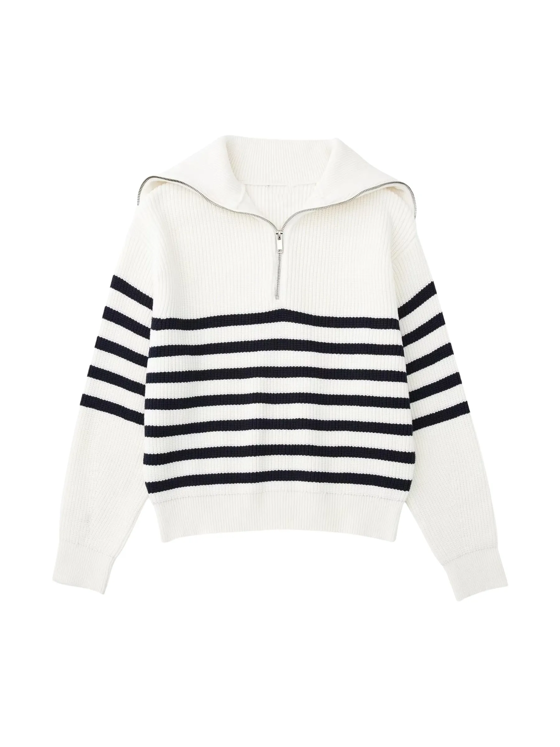 Rhoda Zip-Up Striped Sweater