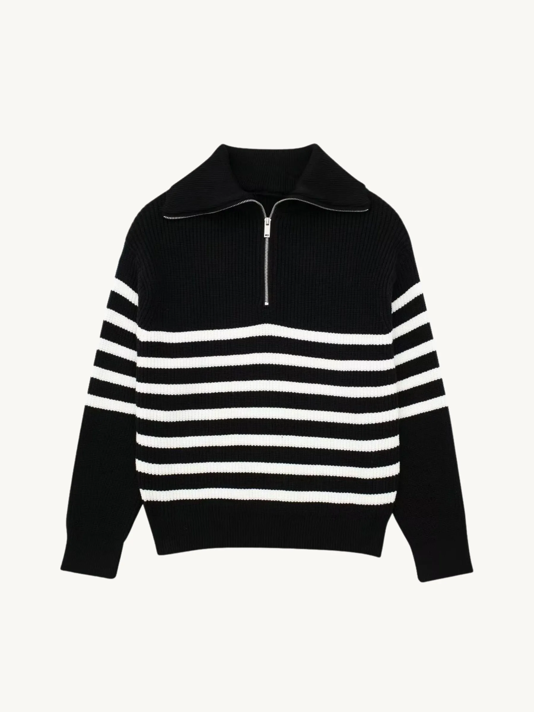 Rhoda Zip-Up Striped Sweater