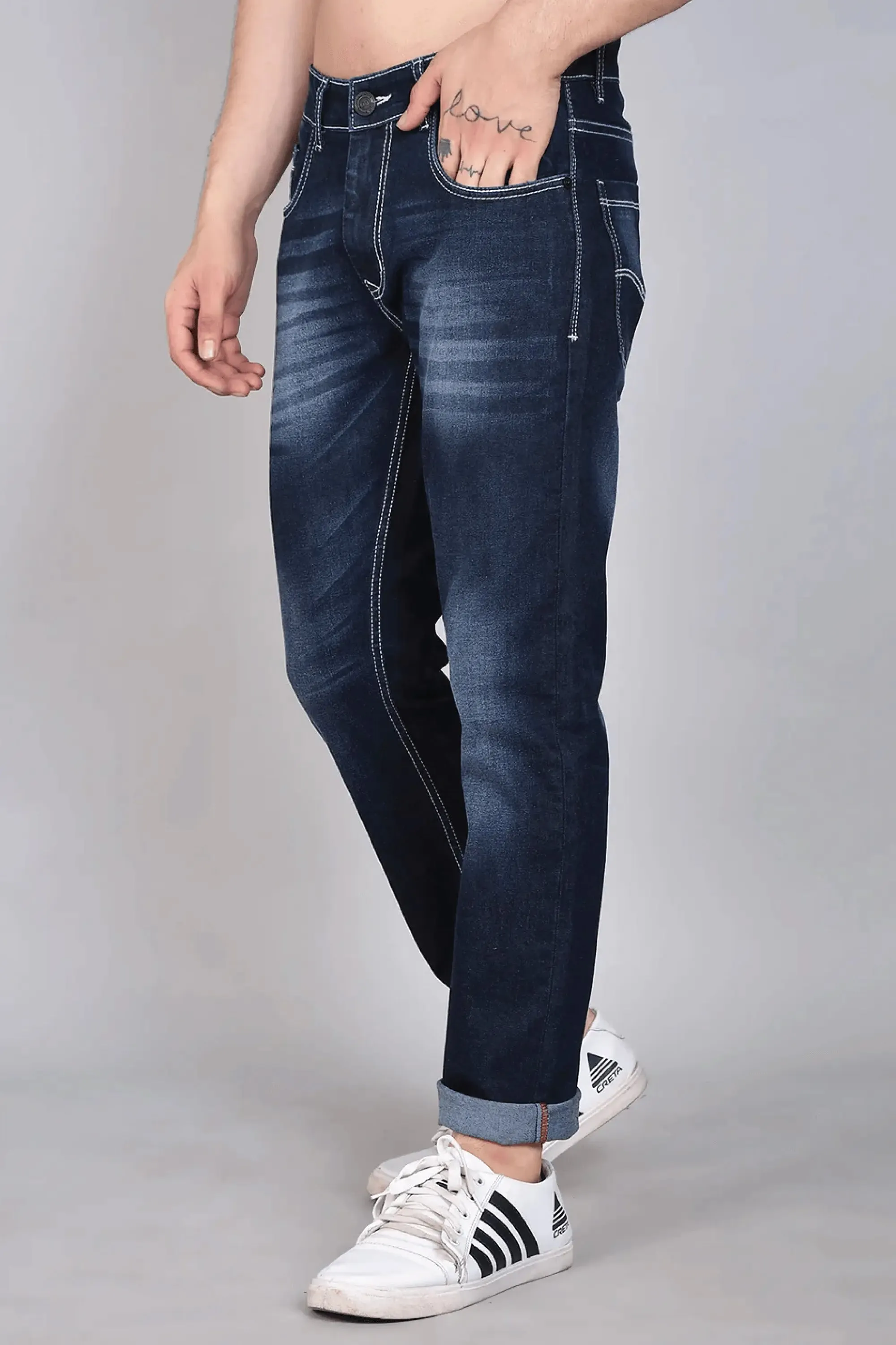 Slim Fit Shade Bright Blue Denim Jeans For men