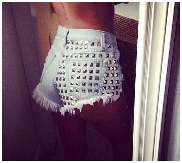 Studded Jean Shorts