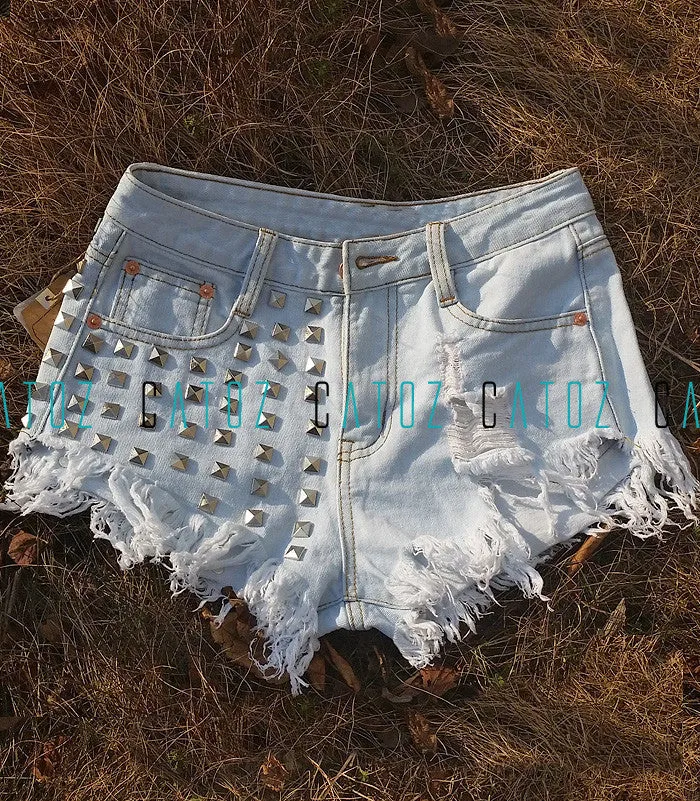 Studded Jean Shorts