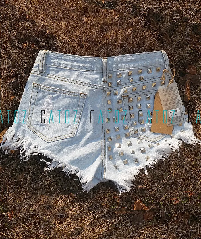 Studded Jean Shorts